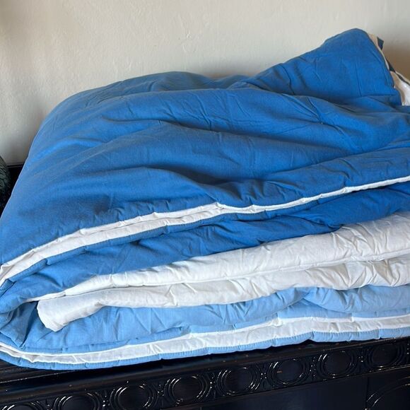 Pottery Barn Teen Plant Dyed Dip Dyed Quilt Indigo Blue Multi - Picture 8 of 9